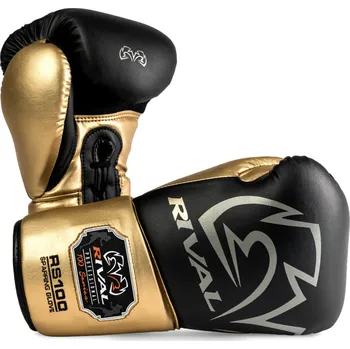 Boxerské rukavice Rival Boxing RS100 Professional Sparring Gloves, Black/Gold Velikost: 18oz