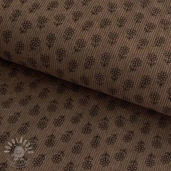 Manšestr STRETCH Little flower taupe