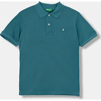 Chlapecké tričko Dětská bavlněná polokošile United Colors of Benetton tyrkysová barva, hladká, 3089C300Q 3089C300Q.G.Season.9BYA 69X, vel. 170