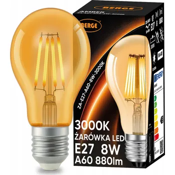 BERGE LED žárovka E27 s vláknem Amber - 8W - teplá bílá