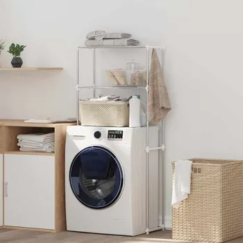 Policová skříň Police na pračku s policí Bílá 63 x 27 x 136 cm Hliník