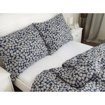 Povlak na dekorativní polštářek Bavlněný povlak na polštář 70x90 - Kopretinky modré II.jakost Zapínání: zip, Velikost polštáře: 70x90