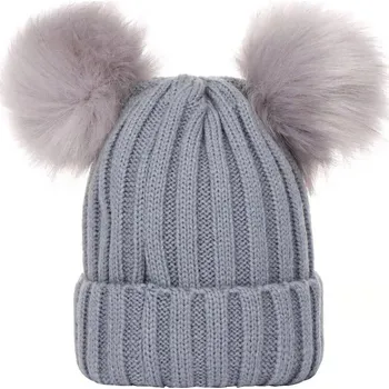 Čepice Zimní pletená čepice s bambulí – pro děti i dospělé Velikost: Děti, Barva (Varianta): Šedá