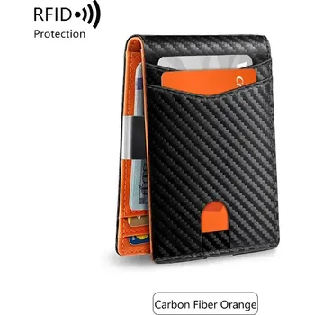 Peněženka Pánská peněženka s RFID – malá, bezpečná, kožená Barva (Varianta): Carbon Orange