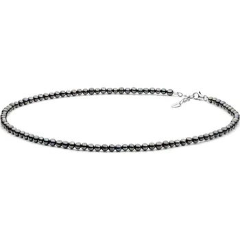 Náhrdelník ANNA PERLY Nadčasový náhrdelník z jemných černých perel se stříbrným variabilním zapínáním