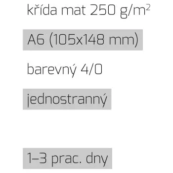 Tiskopis Leták A6 4/0 křída mat 250 g/m2 LT-A6-4/0-250-K Nižší cena pro více kusů!