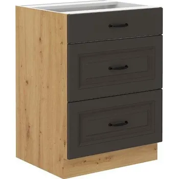Kuchyňská skříňka Spodní skříňka se šuplíky PREMIUM BOX 60 D 3S BB STILO artisan/grafit MDF