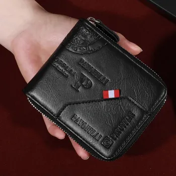 Peněženka Pánská peněženka na zip – přihrádky na mince a karty Barva (Varianta): Černá