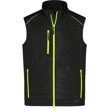 Pánská vesta James&amp;Nicholson Pánská softshellová vesta JN1822 Black-Neon Yellow XXL