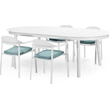 Zahradní sestava Sada zahradního nábytku Marinelli s rozkládacím stolem a čtyřmi židlemi bílá/zelená