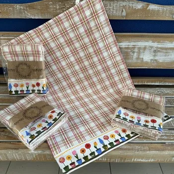 Utěrka Texicop s.r.o. Bavlněná utěrka KVĚTINY - 3ks