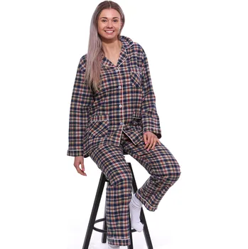 Dámské pyžamo Elegantní pyžamo na kojení - flanel 1DF0010 modrá m