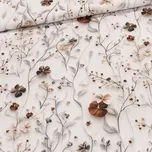Polyesterové plátno s teflonovou úpravou / ubrusovina 25007/05, hnědé květy na béžové, š.160cm (látka v metráži)