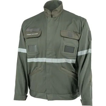 Pánský kabát Armáda Francouzská Bunda pro leteckého mechanika FRANCOUZSKÁ reflexní pruhy ZELENÁ