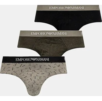 Slipy Bavlněné slipy Emporio Armani Underwear 3-pack pánské, zelená barva, EM000256 AF10800 EM000256.AF10800 79A, vel. S