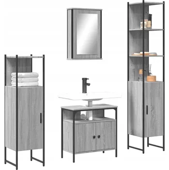 Koupelnový nábytek 4dílná sada koupelnového nábytku, šedý dub sonoma Lumarko!