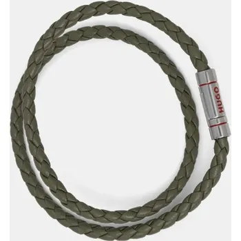 Náramek Kožený náramek HUGO E-DOUBLEBRAID2-BRA 50532309 zelená 77X, vel. ONE SIZE