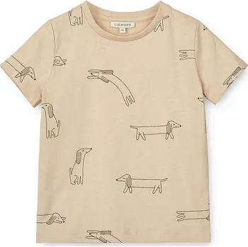 Chlapecké tričko Bavlněné dětské tričko Liewood Apia Baby Printed Shortsleeve T-shirt LW18826 béžová 12X, vel. 62