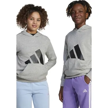 Chlapecká mikina Dětská mikina adidas šedá barva, s kapucí, s potiskem, JC9669 90X, vel. 176