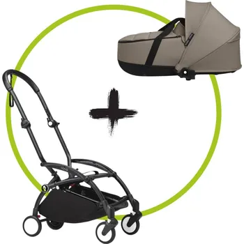 Kočárek Akční set STOKKE® YOYO³ podvozek - černý + Hluboká korbička Taupe