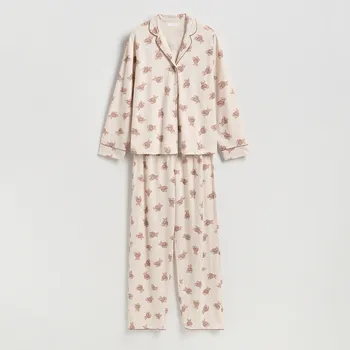 Dámský kabát Reserved - LADIES` PYJAMA - béžová - 210EY-08X - 210EY-08X-XL