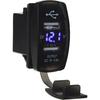 vypínač 34566B 2x USB zásuvka "Rocker" s voltmetrem, modrá