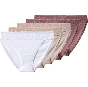 Kalhotky esmara® Dámské kalhotky s krajkou, 5 kusů (růžová / světle růžová / bílá, L (44/46))