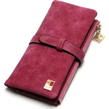 Dámská peněženka – dlouhá, na zip, nubuk, více přihrádek Barva (Varianta): Červená