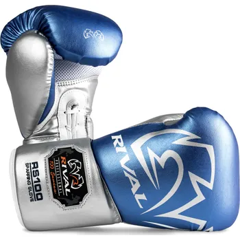 Boxerské rukavice Rival Boxing RS100 Professional Sparring Gloves, Blue/Silver Velikost: 18oz