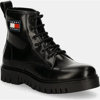 Dámská zimní obuv Kožené workery Tommy Jeans TJW LACE UP BOOT EN0EN02624 černá 99X, EUR 36