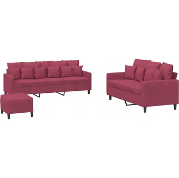 Sedací souprava Sedací souprava samet 2+3místná, vínově červená, 138x77x80 cm