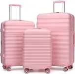 Sada 3 cestovních ABS+PC kufrů Kono 33L/57L/87L - růžová KSK2484