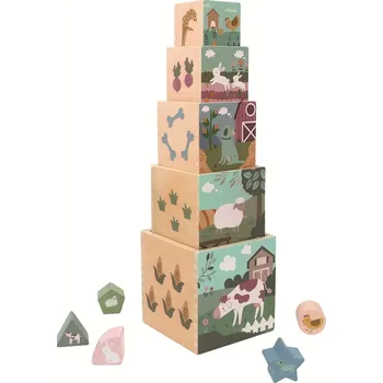 Dřevěná hračka 2Kids Toys Skládací věž z kostek Farma