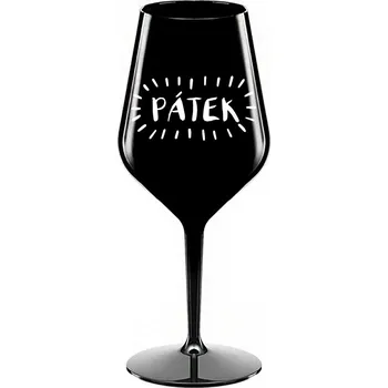 Sklenice PÁTEK - černá nerozbitná sklenička na víno 470 ml