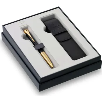 Dárková sada Parker Urban Muted Black GT, kuličkové pero s koženým pouzdrem