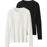 esmara® Dámské triko s dlouhými rukávy, 2 kusy (černá/bílá, S(36/38))