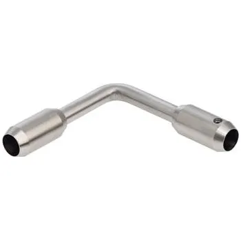 Rohová spojka 90° s vrtáním o 12,2 mm, nerez broušená V2A