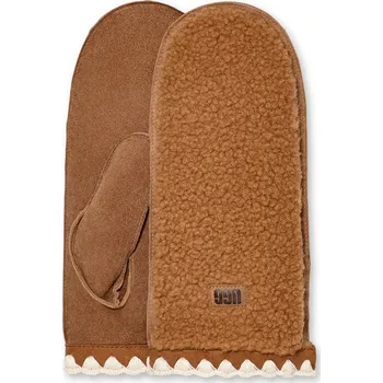 Rukavice Dámské Rukavice UGG W UGGFLUFF SCALLOPED MITTEN 101031-CHE – Hnědá L/XL