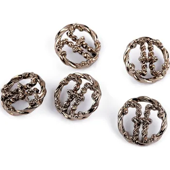 Knoflík Výprodej - Kovový knoflík velikost - staromosaz, 5ks, 32" Varianta: 5 (32") staromosaz, Balení: 5 ks