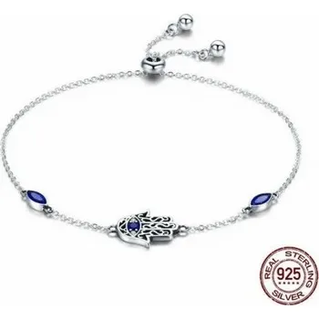 Náramek Prosperk Stříbrný náramek hamsa tmavě modrý zirkon S0628