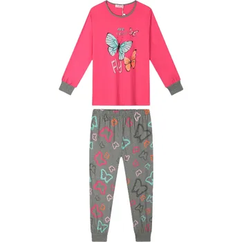 Dívčí pyžamo DÍVČÍ PYŽAMO růžová/šedá Kugo MP5862