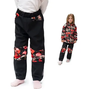 Dívčí oblečení Esito (ušito v ČR) Dívčí softshellové kalhoty Esito s fleecem DUO VLČÍ MÁKY