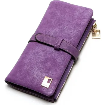 Peněženka Dámská peněženka – dlouhá, na zip, nubuk, více přihrádek Barva (Varianta): Fialová