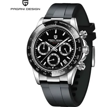 Hodinky PAGANI DESIGN retro hodinky – chronograf, nerez ocel Barva (Varianta): Rubber Black