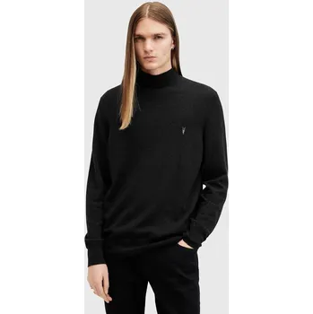 Pánský svetr Vlněný svetr AllSaints KILBURN MOCK pánský, černá barva, s pologolfem, M030KA 99X, vel. XL