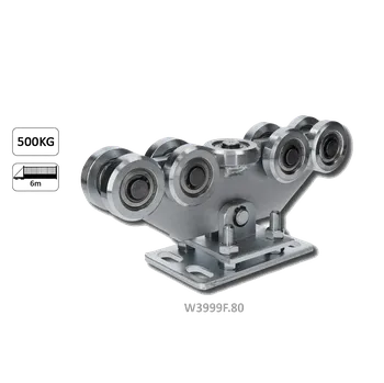 Pohon brány KOVIAN, s.r.o. Vozík pre C-profil 80x80x5mm výškovo nastaviteľný, 9x oceľové koliesko s ložiskom 6204ZZ, galvanické zinkovanie