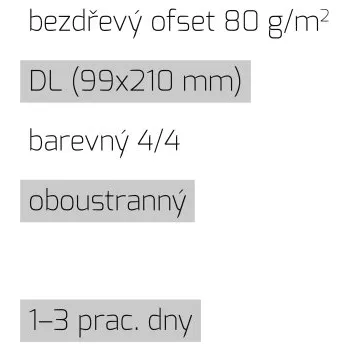 Tiskopis Leták DL 4/4 bezdřevý ofset 80 g/m2 LT-DL-4/4-80-BO Nižší cena pro více kusů!