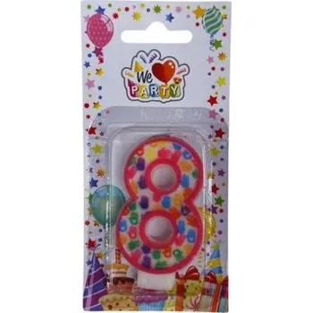 Dortová svíčka NAROZENINOVÁ SVÍČKA NA DORT ve tvaru číslice 8 barevná 7 cm