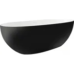CERANO - Volně stojící vana z litého mramoru Antonia - černá matná/bílá matná - 170x75cm
