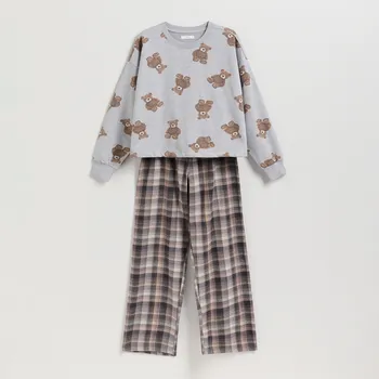 Reserved - Dvoudílná pyžamová souprava s&nbsp;potiskem - světle šedá - 200EY-09X - 200EY-09X-XS